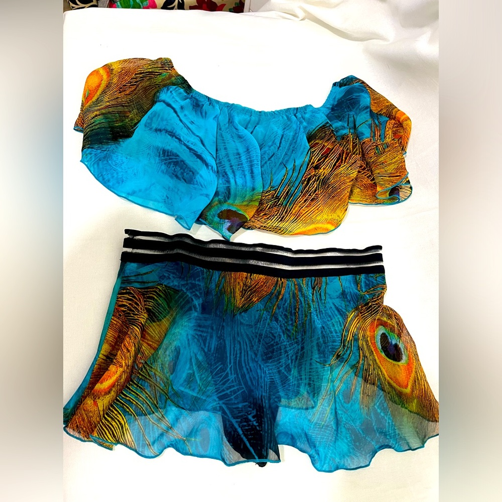 Peacock Print 2 piece swimsuit